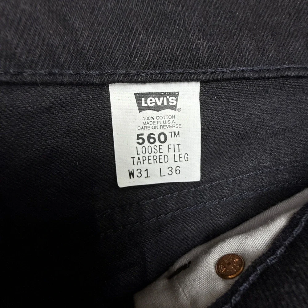 Vintage Levis 560 Loose Fit Tapered Leg Jeans Mens 31x36 Black USA NOS NWT